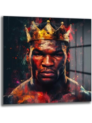 GLAZELLA Demir Yumruk Kral: Mike Tyson Modern Sanat Cam Tablo
