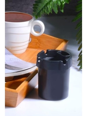 TeknoKapsül 1 Adet Koku Yapmaz Çakmaklık Hazneli Siyah Plastik Küllük Oto Kül Tablası Kül Tabağı