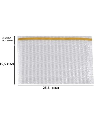 TeknoKapsül Balonlu Torba, Bantlı Baloncuklu Torba-Zarf 15CM(EN) X25CM (Boy)+5cm (Kapak) 25 Adet)