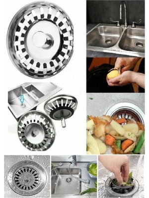 TeknoKapsül Paslanmaz Çelik Sifon Süzgeci 8 cm Lavabo Evye Süzgeci Lavabo Gider Süzgeci