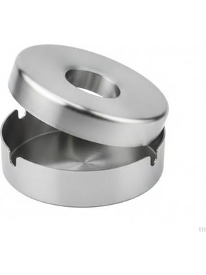 TeknoKapsül Paslanmaz Çelik Metal Küllük – 12 cm Yuvarlak, Kapaklı Dayanıklı Tasarım