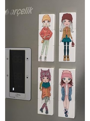 TeknoKapsül Manyetik Blok 3 Parçalı Yapboz Çift Taraflı - Şapkalı Kızlar Puzzle - 6 Şapkalı Kız Görseli