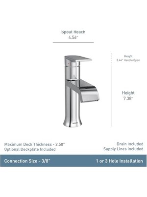 TeknoKapsül 6702 -Arc -Handle Bathroom With Drain Assembly, Chrome