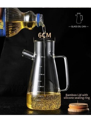 TeknoKapsül Life 2 Adet Bambu Kapaklı Borosilikat Cam Yağdanlık 900 ml MIT1071