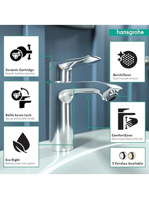 TeknoKapsül Metris Yükseltme Kolay Kurulum 1 Kulplu 1 7" Uzun Banyo Lavabo Bataryası Krom, 31080001
