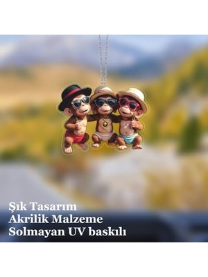TeknoKapsül Araba Ayna Süsü, Araba Süsü, Çanta Aksesuarı - Üç Kafadar - Pleksi Malzeme, Uv Baskılı - 006