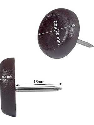 TeknoKapsül Çivili Masa Koltuk Mobilya Ünite Zemin Koruyucu Plastik Papuç 25 Adet Çap 20 mm