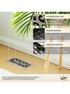 TeknoKapsül 4-Inç 12 Inç Kaydırma Floor Register, Kahverengi, SPH412-NKL