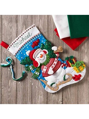 TeknoKapsül Bucilla, Mavi, Beyaz, Kırmızı, 45,7 Cm- Çorabı Keçe