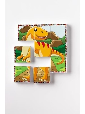 TeknoKapsül Manyetik Blok Çift Taraflı 9 Parçalı Mıknatıslı Di̇nozor Puzzle - 2 Görsel Yapboz