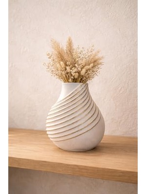 TeknoKapsül Handmade Dekoratif Seramik Vazo | Spiral Form Tasarım | El Yapımı Doğal Dokulu Vazo | Salon,