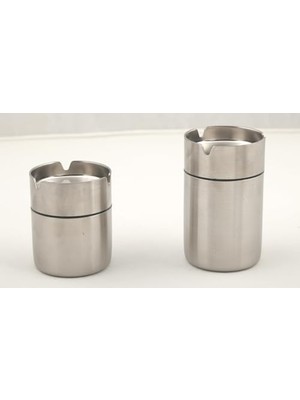TeknoKapsül Bto Paslanmaz Çelik Kokusuz Küllük Kül Tablası Rüzgar Geçirmez 9 cm Boy (Küçük)