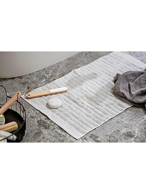 TeknoKapsül Inu Banyo Paspası, 80 x 50 Cm, Banyo Halısı, Pamuk, Yıkanabilir, Beyaz