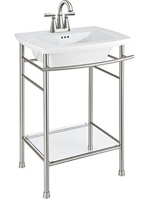 TeknoKapsül Standard 7018201.295 Edgemere 4 Inç 2 Kulplu Banyo Bataryası, Pirinç, Fırçalanmış Nikel