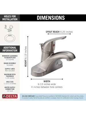 TeknoKapsül (Stainlesssteel) - Bathroom Foundations 10CM 1-Handle Bathroom In Stainless B510LF-SS