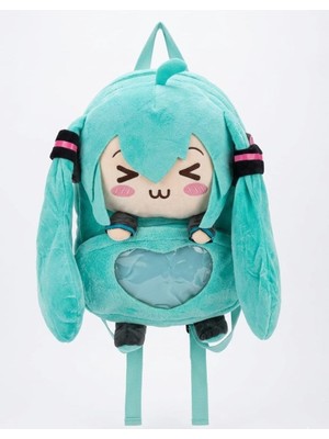 TeknoKapsül Hatsune Miku Peluş Sırt Çantası, Yumuşak Dokulu, Turkuaz, 38X30 Cm, Temalı