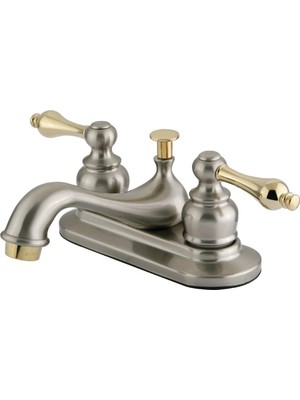 TeknoKapsül KB609AL Restorasyon 4 Inç Lavabo Bataryası, Fırçalanmış Nikel Parlak Pirinç