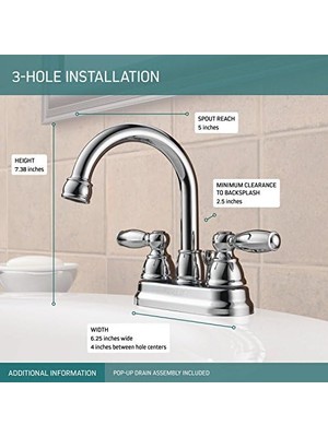 TeknoKapsül Claymore Banyo Bataryası, Krom Banyo Lavabo Bataryası, 2 Kolu Banyo Bataryası, Pop-Up Tahliye Monta