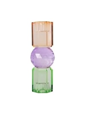 TeknoKapsül Kristal Mum Tutucu, Nane, Menekşe, Kahverengi, 16,5x6 cm