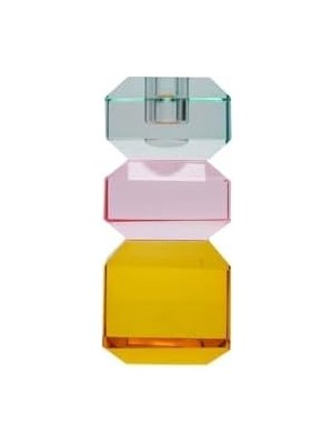 TeknoKapsül Kristal Mum Tutucu, L. Nane/l. Pembe/sarı, 6X6X13 cm