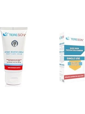TeknoKapsül Tereson Koku Karşıtı Ayak Bakım Kremi 50 ml (Gümüş Iyon)+Ayakkabı Koku Önleyici Toz 1 Kutuda 10 Ade