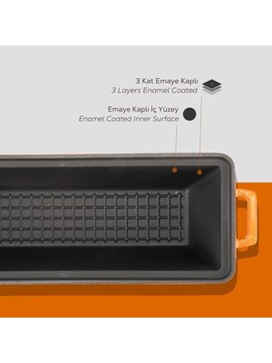 TeknoKapsül Döküm Ekmek Kabı/terrine, 11X29 Cm, Turuncu