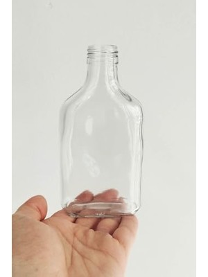 TeknoKapsül 200 ml Yassı Şeffaf Cold Şişesi Kapaklı 200 cc Soğuk Kahve Cam Şişe 6 Adet (6, Gümüş (Metal) Silver