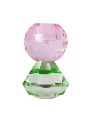 TeknoKapsül Kristal Mum Tutucu, Bebek Pembesi, Nane Rengi, 10X6 cm
