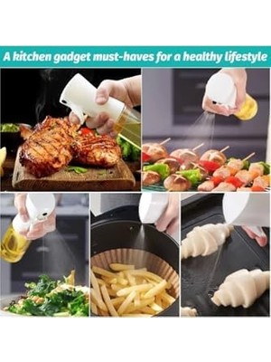 TeknoKapsül 1 Adet Air Fryer Sprey Airfryer Için Yağdanlık Yağlık Sirke Zeytinyağ Püskürtücü Cam Şişe,şeffa