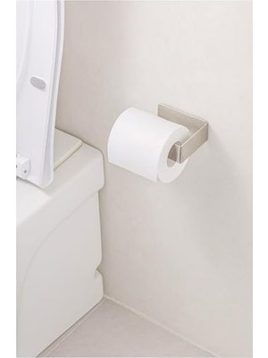 TeknoKapsül Banyo Paslanmaz Çelik Lamalı Tuvalet Kağıdı Askısı, Hem Yapışkanlı Hem Montajlı Wc Kağıdı Standı