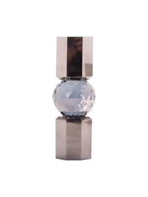 TeknoKapsül Kristal Mum Tutucu, Krom/duman, 6X6X16,5 cm