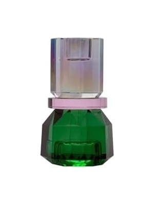 TeknoKapsül Kristal Mum Tutucu, Gökkuşağı/pembe/ö. Yeşil, 7X7X13 cm