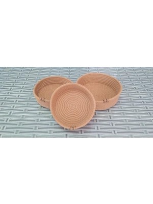 TeknoKapsül 3 Adet Yuvarlak Sepet 20CM Altin Kahve Ev Hasir Jüt Dekoratif Düzenleyici Organizer