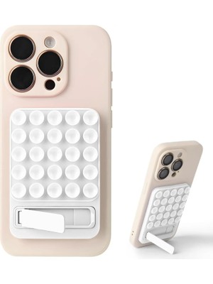 TeknoKapsül Dikdörtgen Vantuzlu Telefon Tutucu Stand Olabilen Pop-It Telefon Tutacağı Taşınabilir Silikon Yumuş
