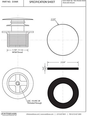 TeknoKapsül Westbrass D398R Euro Style"full Cover Ada Izin Verilen 1 – 1/2 Inç Npsm Kalın Tip-Toe Küvet Tah