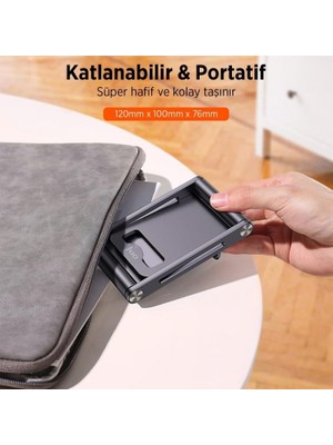 TeknoKapsül Alüminyum Katlanabilir Metal Masaüstü Telefon Tutucu Standı Uzay Grisi