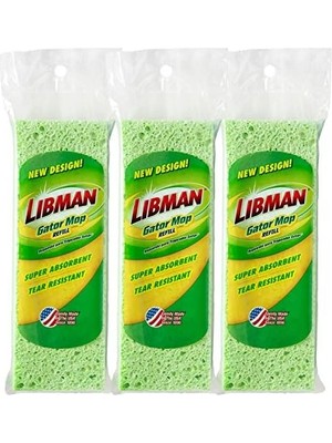 TeknoKapsül Libman Paspas, Dolum Paketi, 3 Adet Mop Yedek Doldurucu, Selüloz, Yeşil, 20 cm Sünger, 3