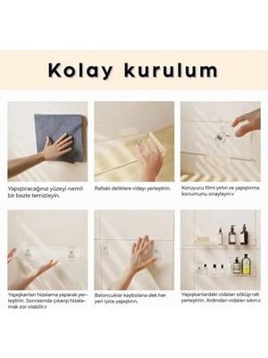 TeknoKapsül 2 Adet Pleksi Hayalet Raf | Banyo Mutfak Düzenleyici Kendinden Yapışkanlı Vidalı Raf - 40 cm