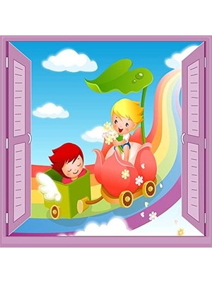 TeknoKapsül Çocuk Odası Bebek Odası Pencere Poster Duvar Kağıdı Araba