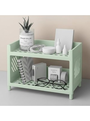 TeknoKapsül Çok Amaçlı 2 Katlı Organizer Raf – Yeşil Plastik Düzenleyici Stand – Banyo, Mutfak, Masaüstü V