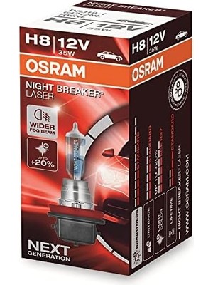 TeknoKapsül Ampul 12V H8 35W Night Breaker Laser% 150 Güçlü% 20 Beyaz Işık 64212NL
