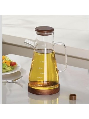TeknoKapsül Bambu Kapaklı Borosilikat Cam Yağdanlık 900 ml
