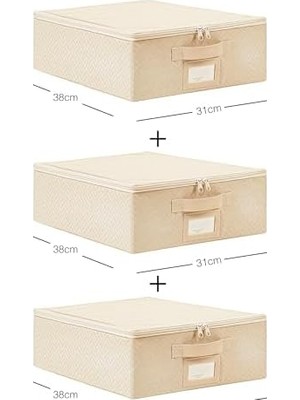 TeknoKapsül 3'lü Küçük Boy Bej Destekli Hurç Set 31 x 38 x 12 cm