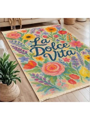 Vivense La Dolce Vita Baskılı Dokuma Taban Halı, 265 Yng, 80X150  cm