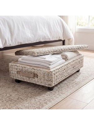 TeknoKapsül Happimess BSK1006C Chett Minimalist El Dokuma Sümbül/ahşap Yatak Altı Saklama Kutusu, Banyo, Yatak