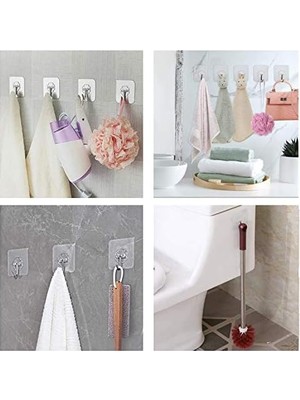 TeknoKapsül Yapışkanlı Duvar Kancaları Banyo Mutfak 24 Paket Ağır Hizmet 10 kg (Maks) Çivisiz Yapışkan Askılar