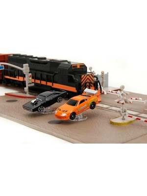 TeknoKapsül Jada Hızlı Öfkeli Tren Sahnesi - Diorama 2 Model Araba (Dodge Charger Supra), Tren Hı