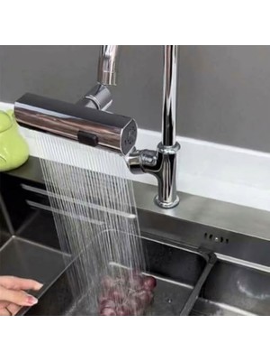TeknoKapsül Mutfak Banyo Için 1080 Derece Dönebilen Robotik Musluk Başlığı - Çok Fonksiyonlu Şelale Akışlı H