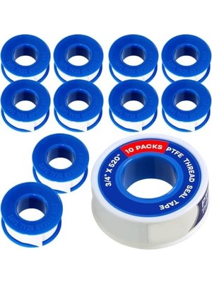 TeknoKapsül Giant Tesisatçılar Için I35-10 Ptfe Iplik Sızdırmazlık Bandı, Beyaz 3/4 Inç x 520 Inç (10 Rulolu Pa