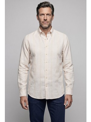 Bisse Hardal Regular Fit Keten  Uzun Gömlek GMKTN261081_D19